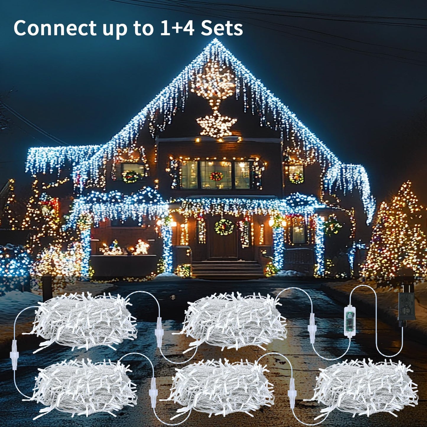 Icicle Lights for Outside, 167ft 17600 LED Icicle Christmas Lights Outdoor Waterproof, 352 Drops with Remote, 8 Modes & Dimmable, Timer for Christmas, Wedding, Party, House, Roof Decoration, White