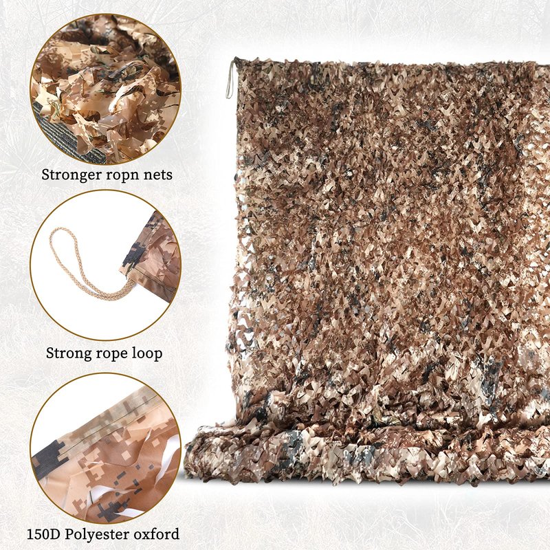 Sposuit Desert Camo Net Camouflage Netting 10 x 10ft - Oxford Fabric Camouflage Nets Military Surplus - Hunting Blind for Deer Stand, Party Supplies Decorations