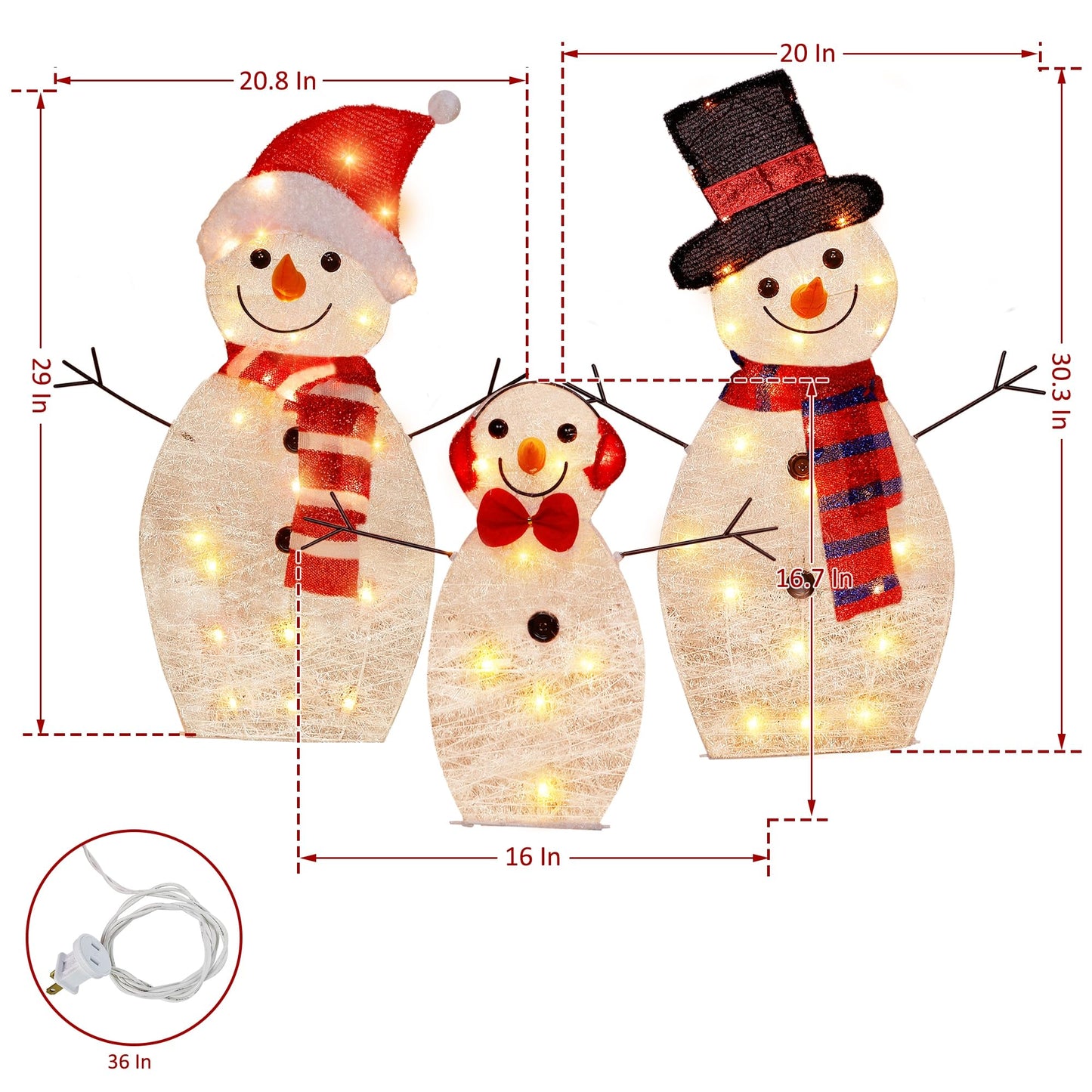 ATDAWN Light Up Snowman, hristmas Yard Decoration, 60 LEDs Lighted Snowman Christmas Decoration, Indoor Outdoor Lighted Snowman for Christmas Holiday Lighted Yard Display