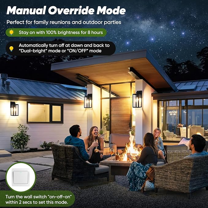 BesLowe 13" Upgraded Motion Sensor Outdoor Wall Lights, 2-Pack Dusk to Dawn Porch Light Outdoor Wall Sconce Lanterns, 3 Lighting Modes Exterior Lighting Fixtures, Black Outside Lights for House Garage