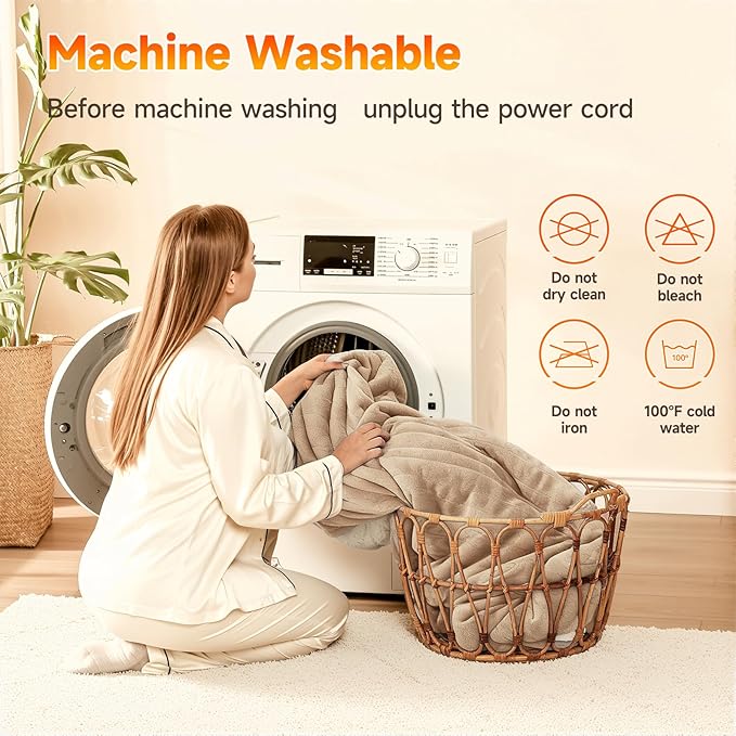 Heated Blanket Electric Blanket King 100"x90" Heating Blanket with Dual Control 10 Heat Levels & 10 Hours Auto-Off Overheat Protection Cozy Soft Flannel King Size Blanket Fast Heating Machine Washable