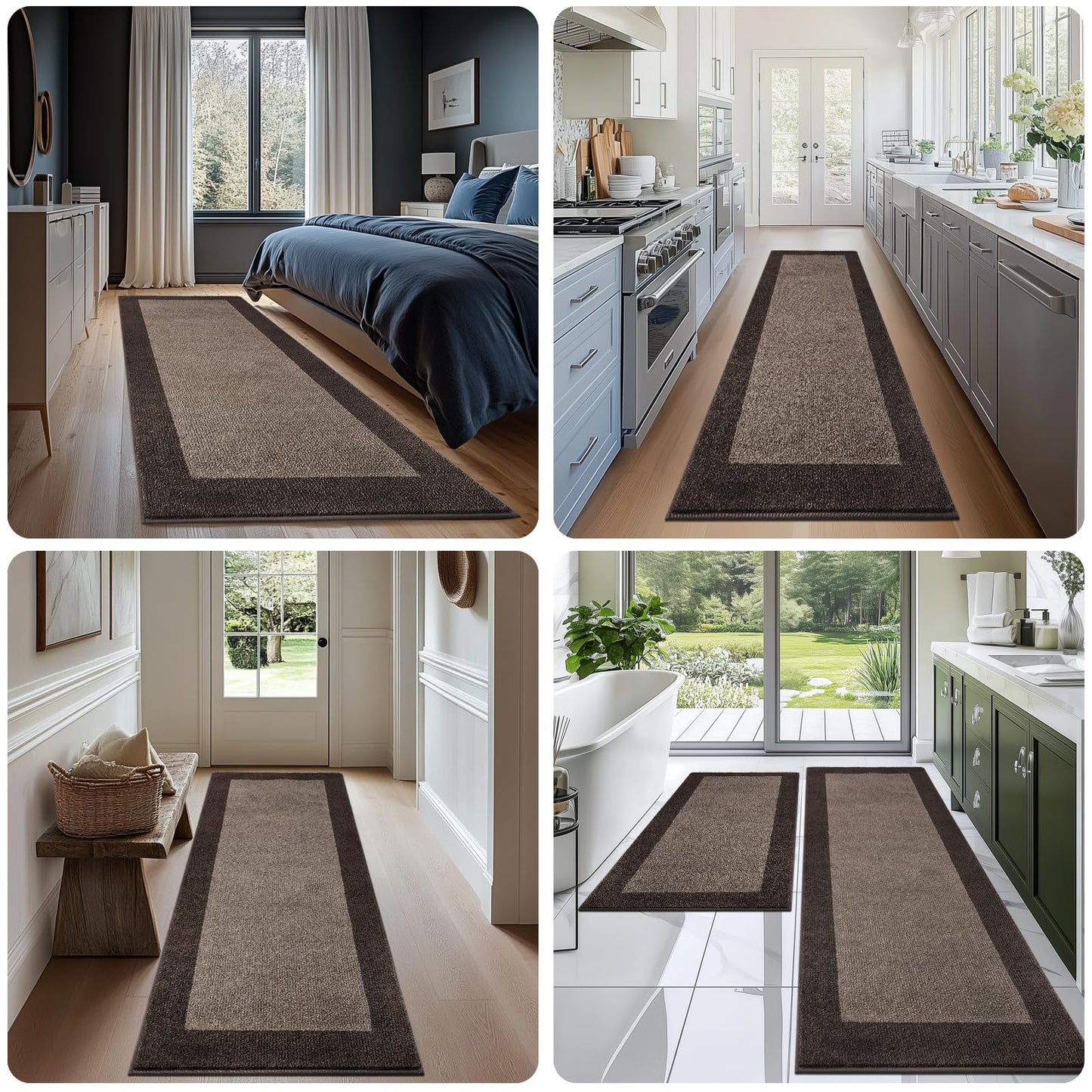 DOMUSTEX Machine Washable Kitchen Rug 32" x 72", Non Slip Indoor Door Rug, Absorbent Entrance Runner Rug for Bedroom, Hallway, Bathroom, Floor (Roll Packing)