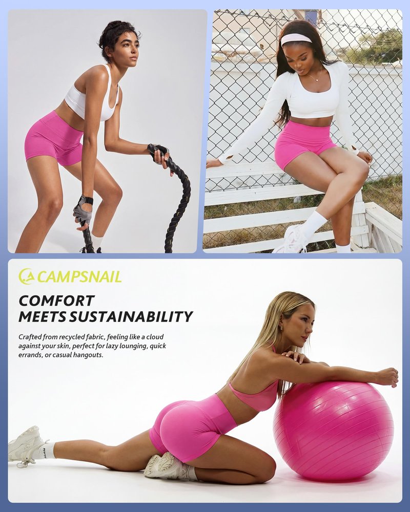 CAMPSNAIL Workout Biker Shorts Women - 3"/5"/8" High Waisted Tummy Control Spandex Booty Volleyball Shorts for Yoga Dance Pink