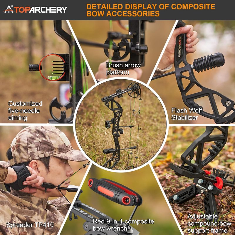 TOPARCHERY Compound Bow and Arrow for Adult Youth and Beginner- Right Hand Archery Compound Bows,Adjustable 30-70LB Draw Weight, 23.5-30.5IN Draw Length, Archery Hunting Bow Set