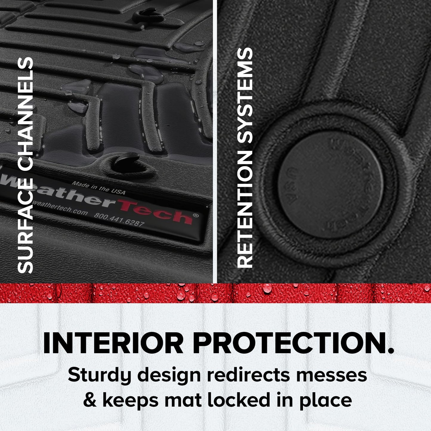 WeatherTech Custom Fit FloorLiners for Ford Super Duty, Super Duty, Super Duty - 1st & 2nd Row (441012-1-6), Black