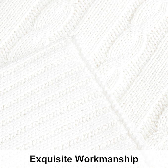 NTBAY 100% Pure Cotton Oversize (60x80) Cable Knit Throw Blanket, Super Soft Warm Knitted Throw Blanket for Bed, Sofa, Chair, Couch - Extra Cozy, Machine Washable, Comfortable Home Decor, White