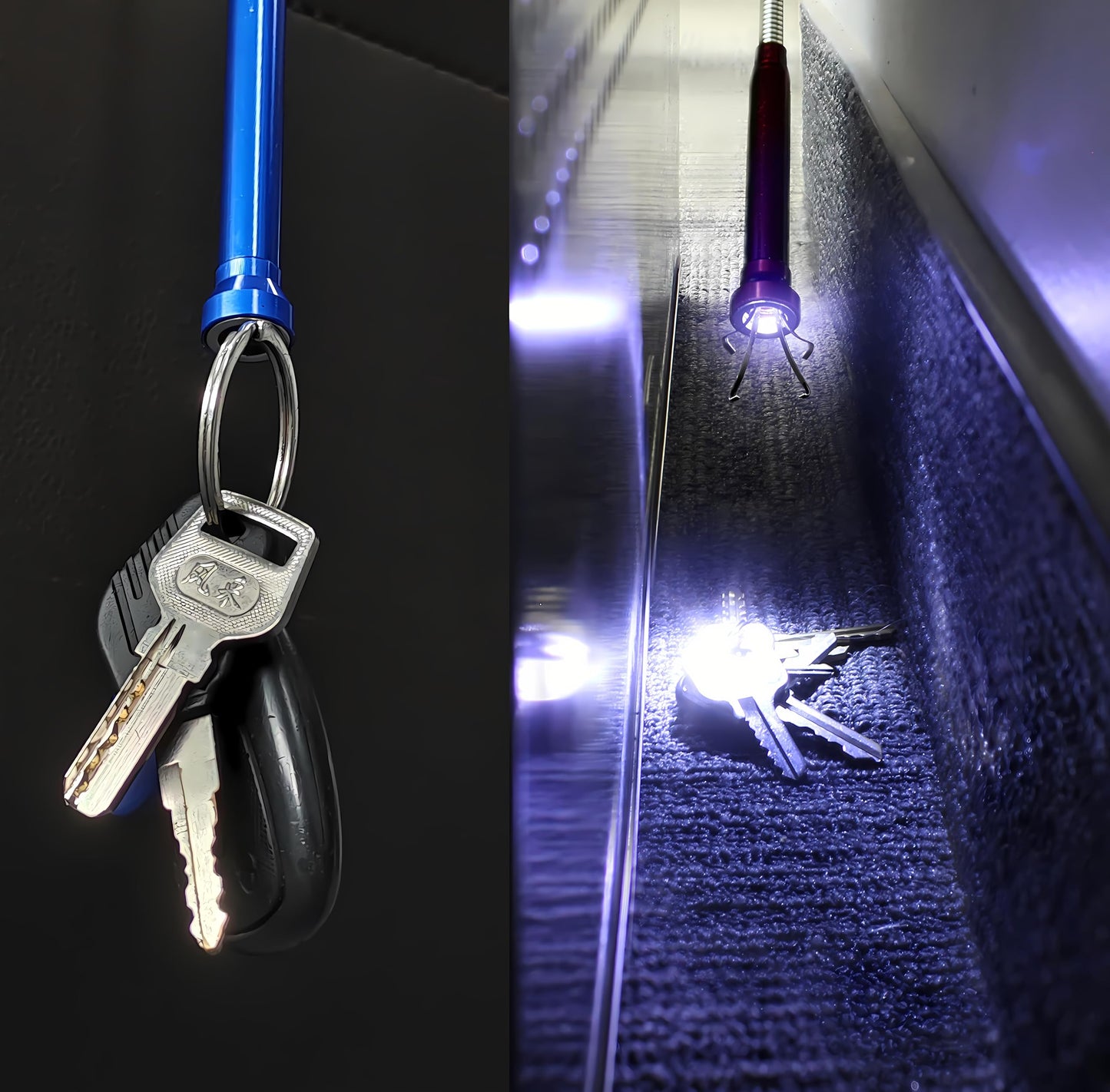 Magnetic Flexible Claw Grabber Pickup Tool with Bright LED Light, 28" Long Retractable 4-Finger Gripper & 5LB Strong Magnet Pick Up Stick, Drain Snake Reacher for Auto Mechanics, Plumbers & DIYers