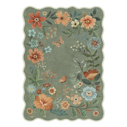 Lahome Floral Living Room Rugs, Area Rugs 5x7 Rug for Bedroom Ultra-Thin Soft Rug, Non-Slip Washable Rugs Stain Resistant Boho Rug Flore Throw Rug for ‎Dining Room Office (5x7ft,Green)