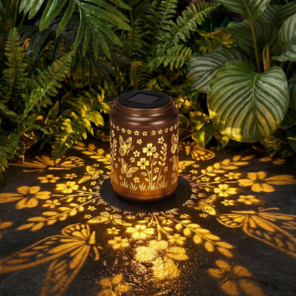 Lyeasw Garden Decor Butterfly Solar Lanterns Waterproof, Christmas Garden Gifts for Women Mom Grandma, Hanging Solar Lights for Outside, Metal Outdoor Decorations for Patio, Yard, Pathway(Bronze)
