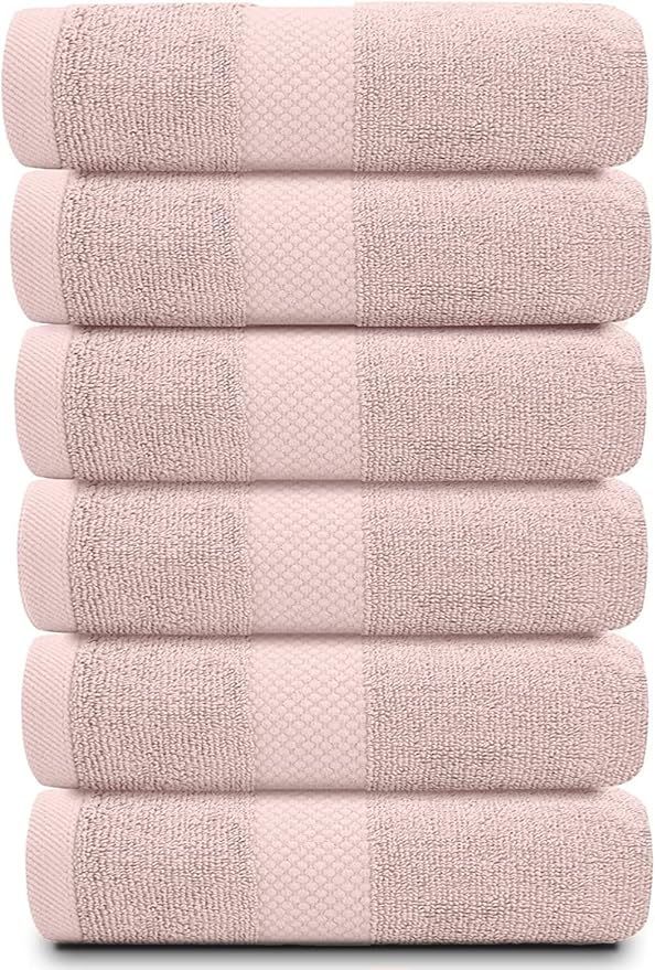 White Classic Luxury Pink Hand Towels