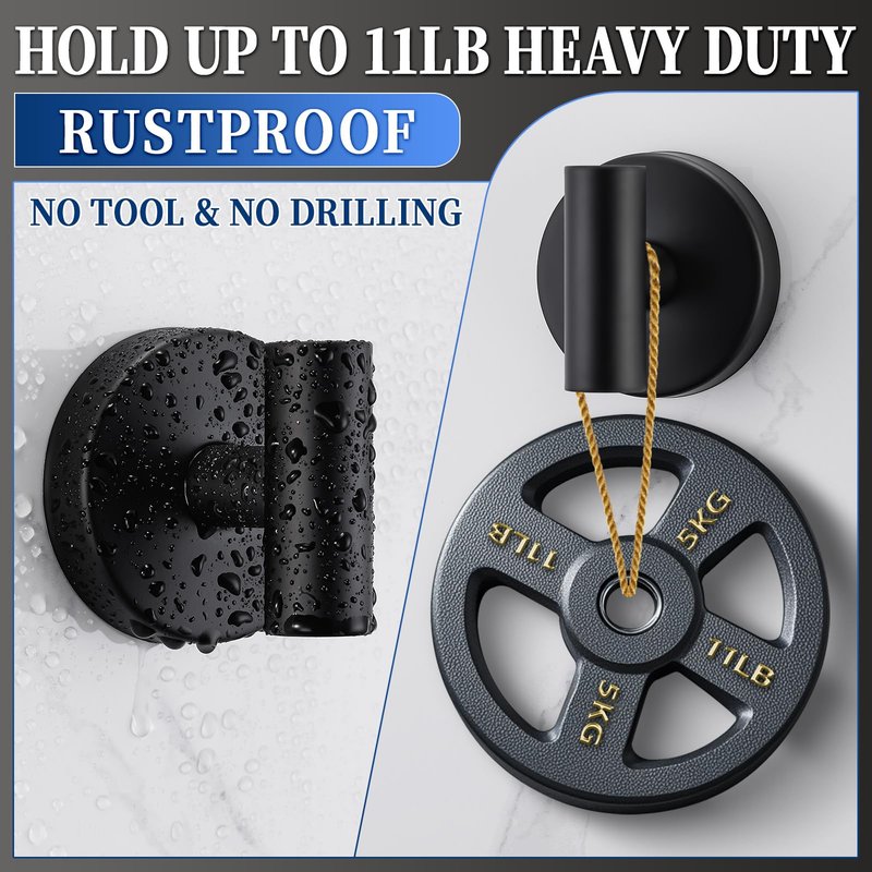 warlve Heavy Duty Reusable Suction Cup Hooks for Shower - No Drill Bathroom/Glass/Mirror/Tiles & Metal and Smooth Non-Porous Surfaces for Towels, Robes, Loofahs(4, Matte Black)