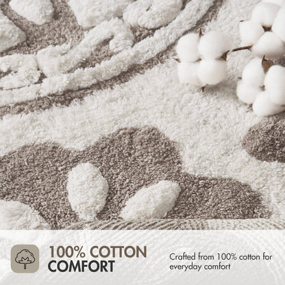 Madison Park Casablanca 100% Cotton Tufted Bathroom Rugs Luxurious Plush Medallion Floral Pattern Bath Mat Absorbent, Quick Dry, Spa Design Shower Room Décor, Rectangle 20" x 30", Taupe
