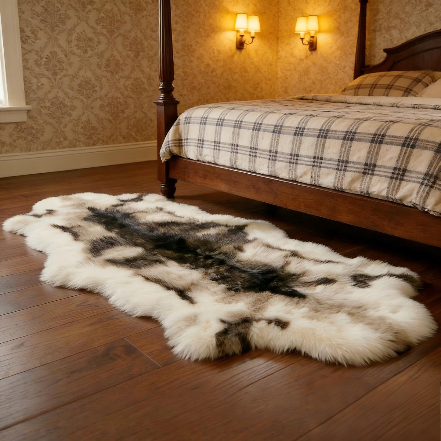 TIMBERHIDE Reindeer Pattern Faux Fur Area Rug,6.7'x2.3' Plush Machine Washable Runner for Fireplace & Bedside,High-Simulation Eco-Friendly Hide,Luxury Living Room Rug