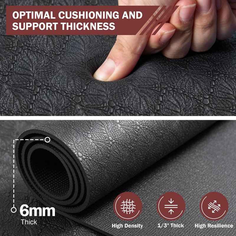 Stepwaver Extra Large Exercise Mat, 8'x5' (6mm) Thick Workout Mat for Home Gym & Garage Flooring, Shoe-Friendly, Non-Slip, Ultra Durable, Thick Large Workout Mats for Home Workouts