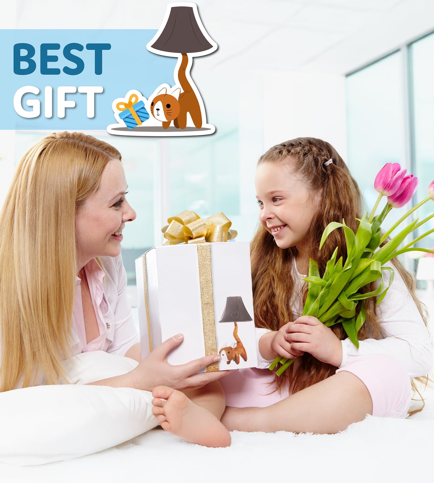 Cat Lamp for Girls Bedroom - 20", Animal Lamp for Kids Room - Cute Christmas Gifts, Birthday Gifts for All Ages: Toddler Boys, Children, Grandkids 3 4 5 and Up Years Old, Sister, Brother, Sibling