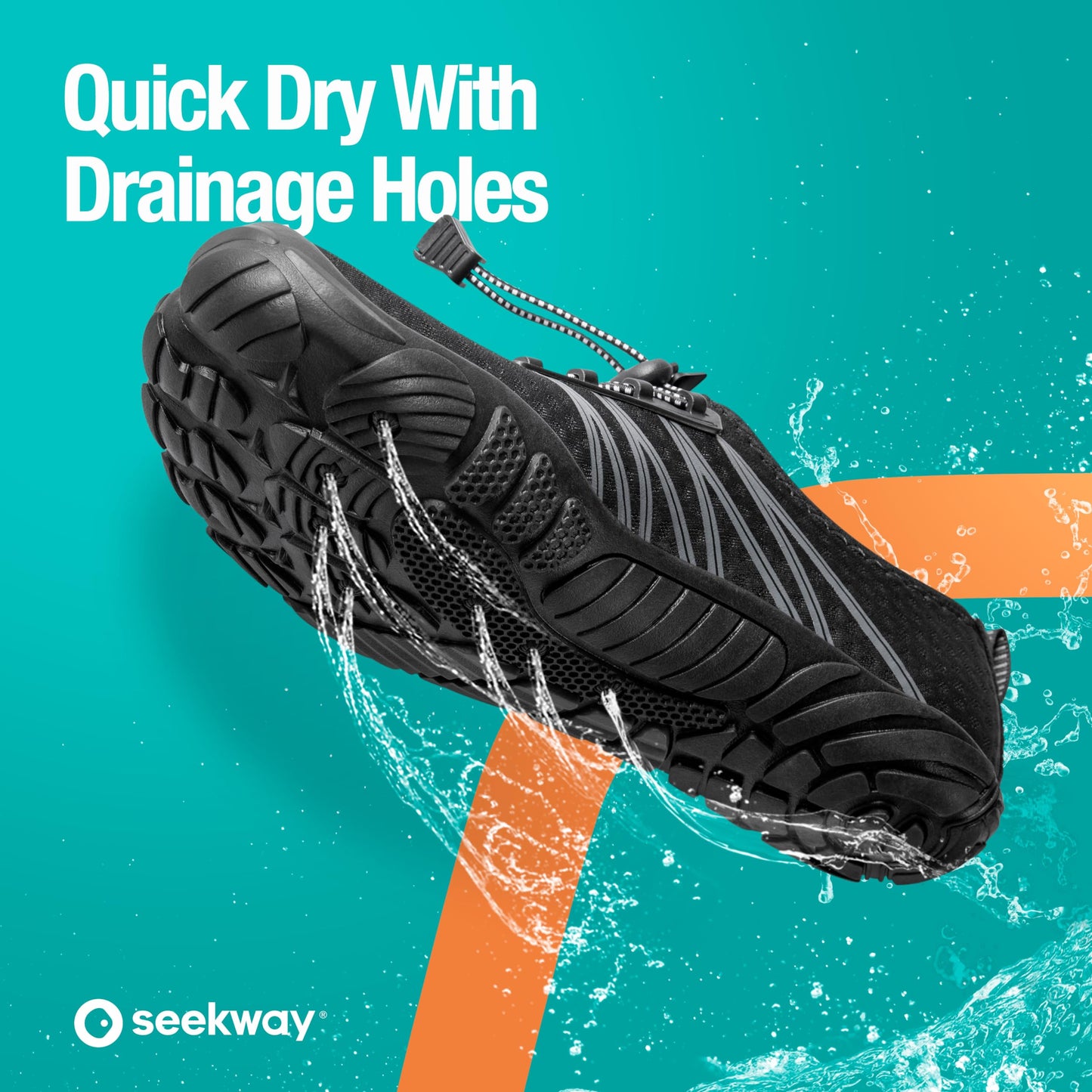 SEEKWAY Water Shoes Sports Quick-Dry Barefoot Aqua Beach Pool Lake Swim Boating Hiking Surfing Men Women 406-Black SP001