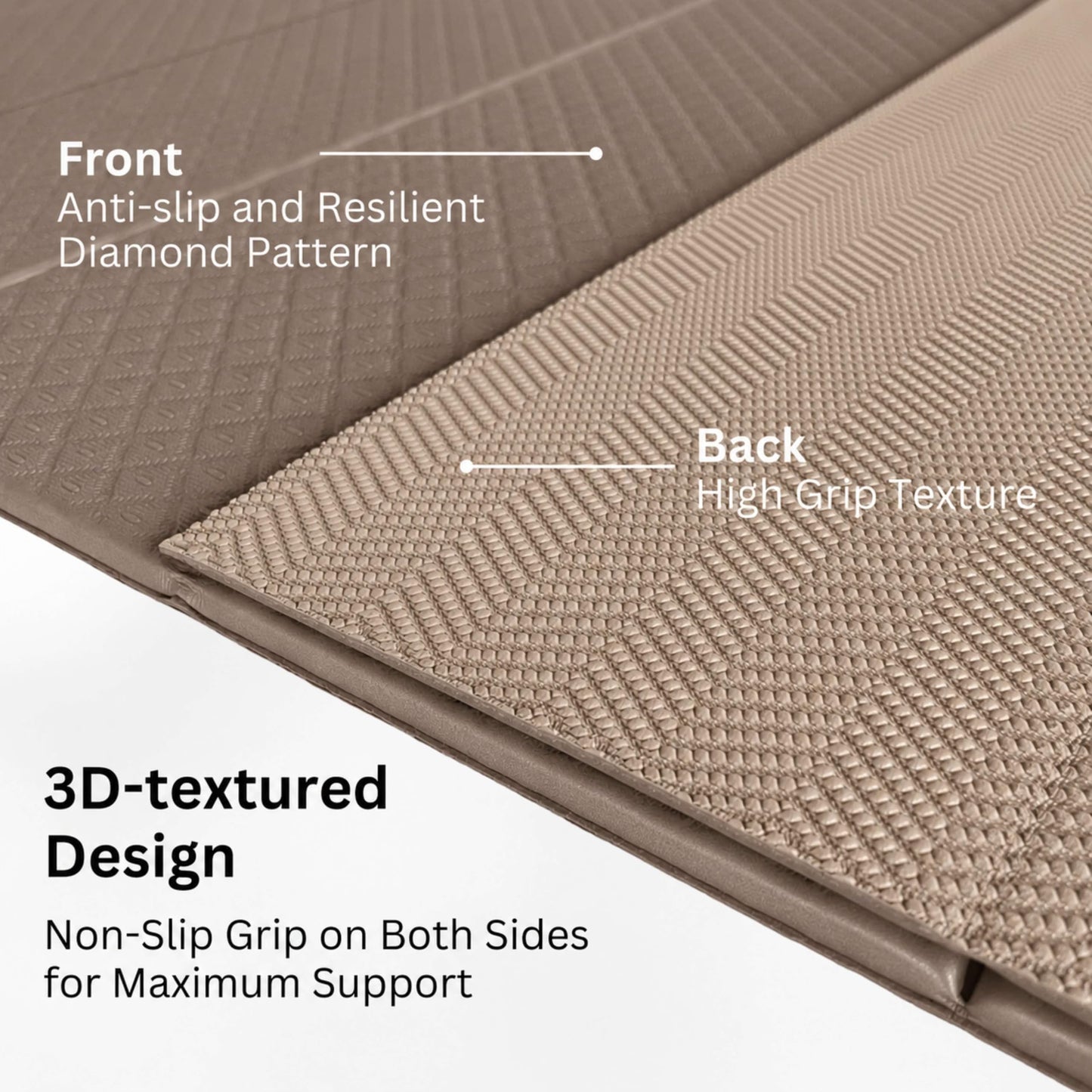 Feetlu Foldable Yoga Exercise Mat, 6mm/8mm/10mm/12mm Thickness, 72 x 24 Inch - Lightweight, Anti-Slip, and Easy to Store for Yoga, Pilates, Home Workouts, and Floor Exercises (Coffee 6mm)