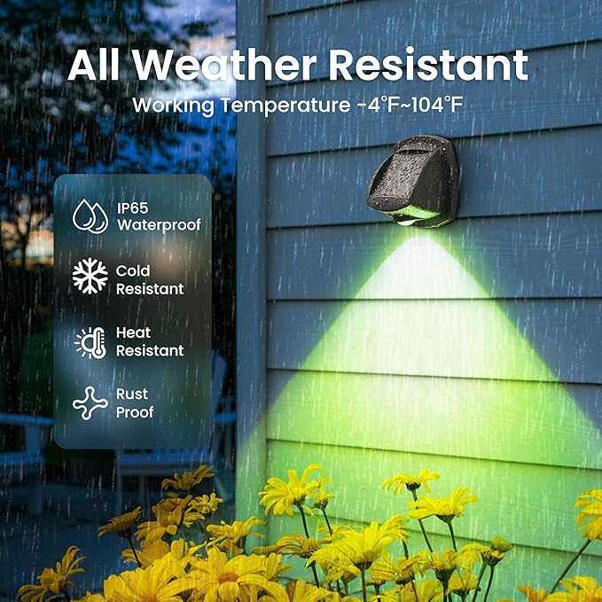 SOLPEX Solar Lights Outdoor Waterproof IP65, Solar Stair Lights Outdoor for Fence, Deck, Step, RGB Multicolor LED 11 Lighting Modes House Wall Light for Porch, Backyard, Fence, Garden Decor-6 Pack