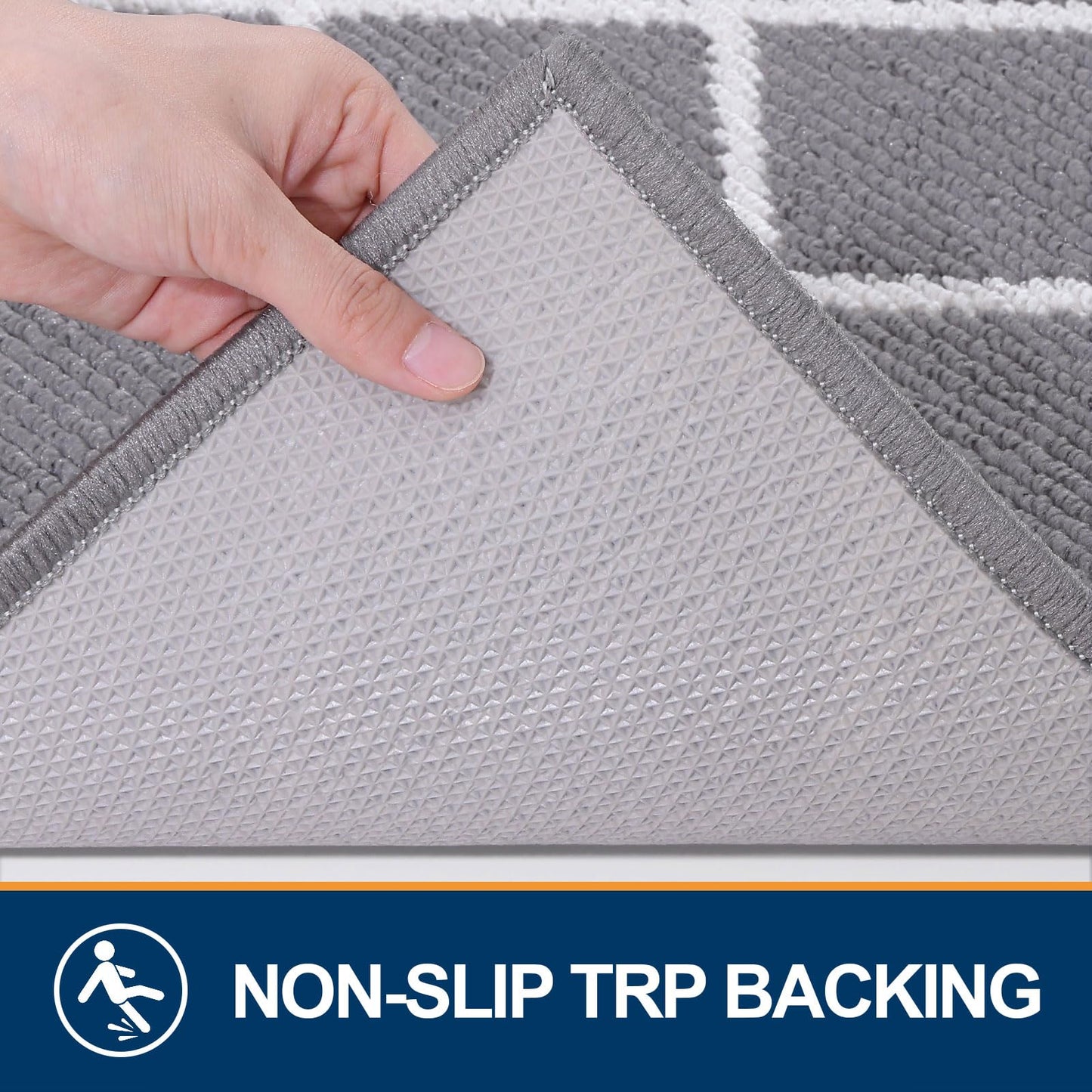 Finchitty Large Indoor Door Mat, Non-Slip Absorbent Resist Dirt Entrance Mat, Easy to Clean Mats for Entryway, Low-Profile Inside Floor Doormat, 59" x 35", Grey