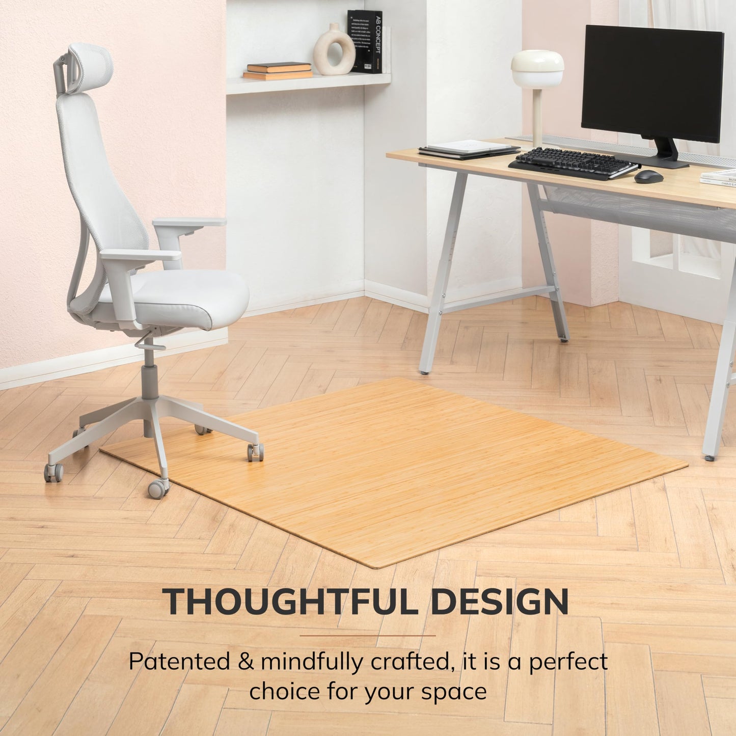 Anji Mountain Office Chairmat Thickest & Sturdy Bamboo Chairmats Highly Premium Quality Anti-Slip Heavy Duty for Multi-Purpose Hardwood Floor Office & Home Floor Protector Office Chair mat-5mm Thick