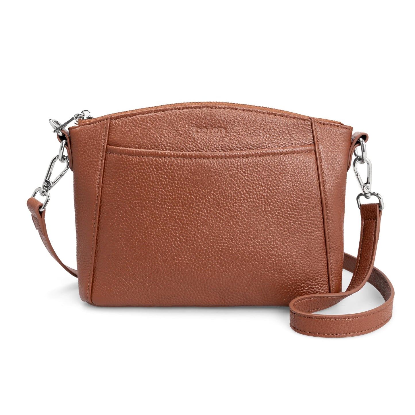 befen Anti Theft Small Crossbody Bags for Women Genuine Leather Purses, Womens Shoulder Bag with RFID Blocking Card Slots for Daily & Travel Cognac Brown