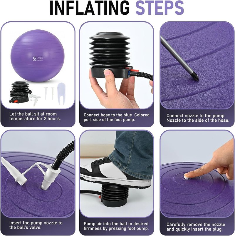 Yoga and Pilates Ball - 15" to 30" Sizes for Fitness, Workout, Pregnancy & Therapy | Quick Pump Included