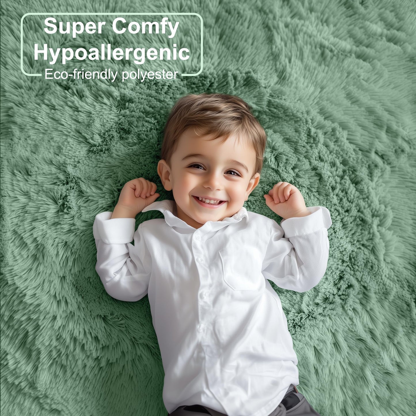 PAGISOFE Sage Green Rugs for Bedroom, 4x6 Ft Rectangle Fluffy Rug Plush Fuzzy Carpet for Kids Room, Green Rug Home Decor Aesthetic,Non-Slip Indoor Rugs for Nursery Room Decor Girls Boys
