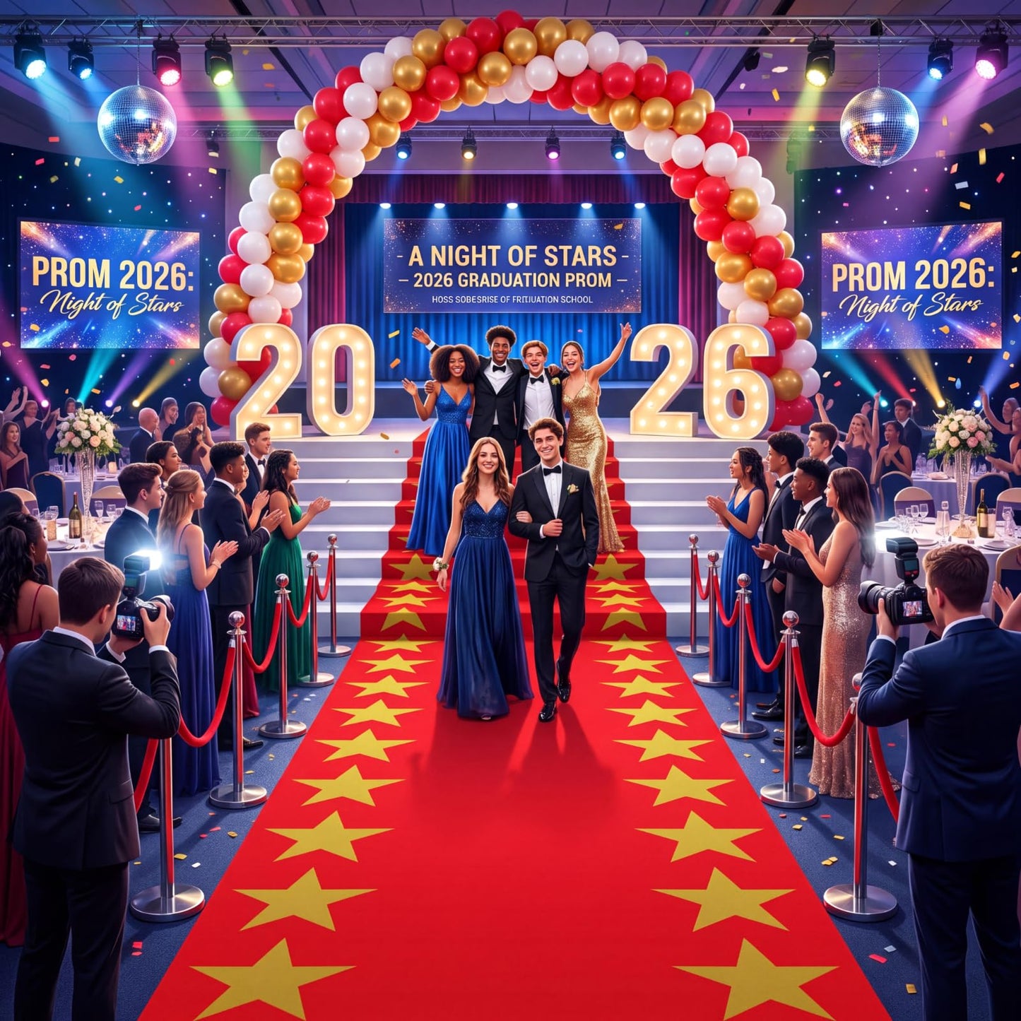 Woanger Plastic Red Carpet Runner for Party 30 μm Thickness Disposable Gold Star Aisle Rugs Prom Carpet Runner for Runway Floor Hallway Movie Theme Wedding Graduation Party Decor(3.3 x 29 Ft,Classic)