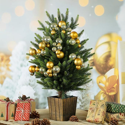 8 Pcs Champagne Gold Christmas Tree Picks 7.87 Inch Matte Glossy Satin Gold Christmas Ball Ornaments for Xmas Tree Topper DIY Wreaths Holiday Floral Vase Fillers Craft and Home Decoration