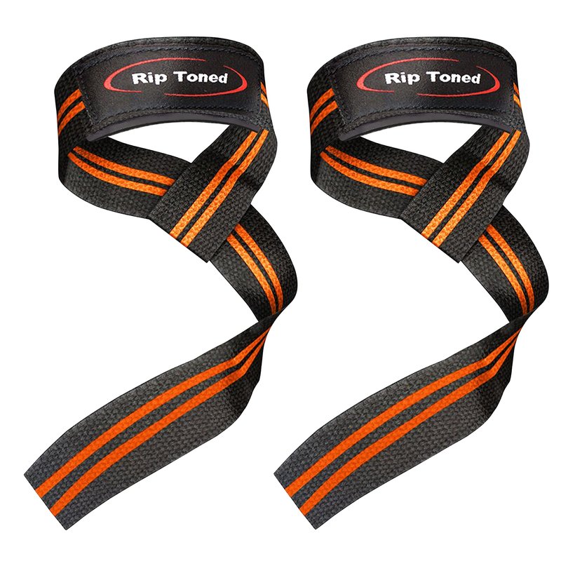 Rip Toned Performance Wrist Straps for Weightlifting – 23" Padded Lifting Straps for Men & Women – Cotton Gym Straps for Deadlifts, Strength Training, Bodybuilding & Powerlifting – Orange/Black