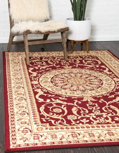 Unique Loom Versailles Collection Traditional Classic Medallion Floral Motif Area Rug (3' 3 x 5' 3 Rectangular, Burgundy/ Ivory)