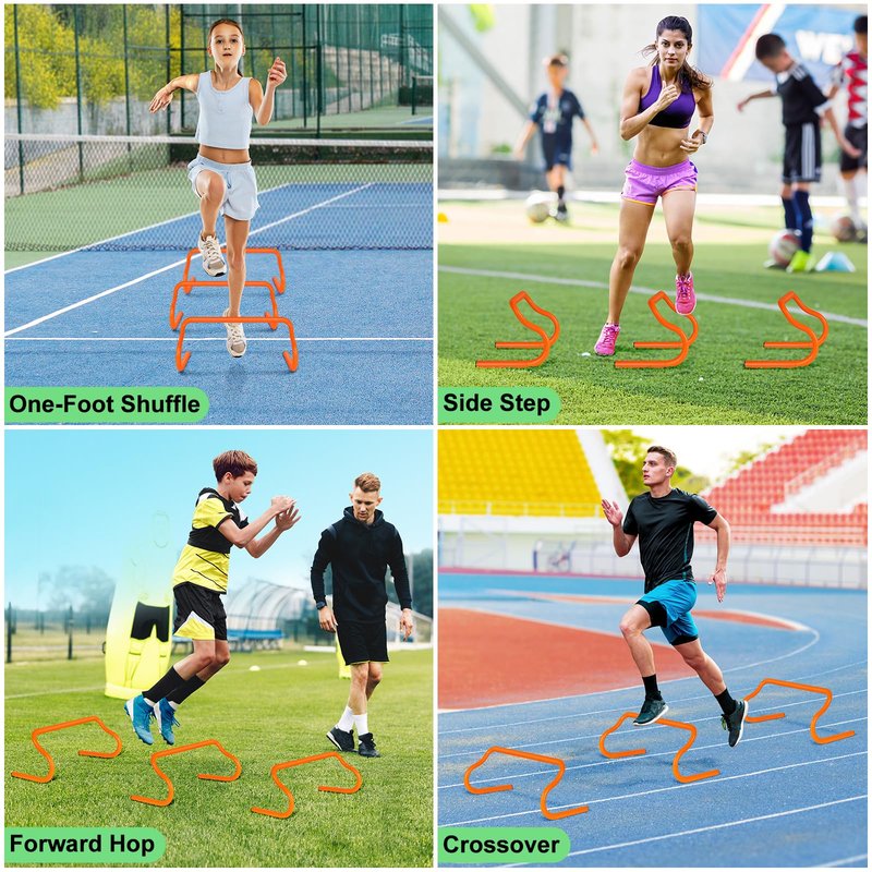 SMTPDT Agility Hurdles Training Equipment - 5 Speed Hurdles and 10 Soccer Cones with Carrying Bag for Soccer, Football, and Track Drills, Ideal for Athletes Speed and Agility Training