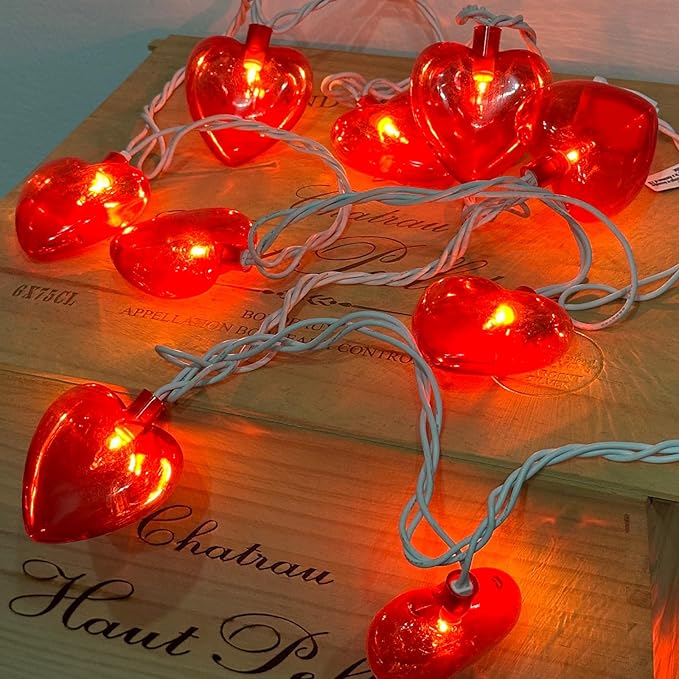 Red Heart String Lights,8.5Ft Valentines Day String Light with 10 Pack Red 3D Heart Lights,Heart Valentines Lights for Propose Wedding Anniversary Valentines Mother's Day Decor