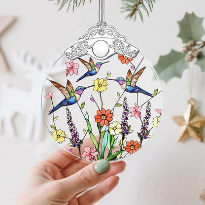 Stained Glass Hummingbird Ornament: Christmas Decorations, Ornaments for Christmas Tree & Holiday Ornaments – Holiday Presents, Gift Exchange Ideas & Keepsake Gift for Family, Coworkers & Friends