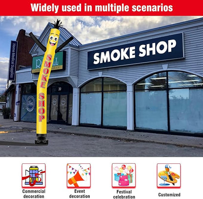 20FT Tall Inflatable Tube Man Smoke Shop Wacky Wavy Dancing Guy with 1.5 HP Weather-Resistant Blower (18''Diameter) for Outdoor Decoration Advertising Business Promotion