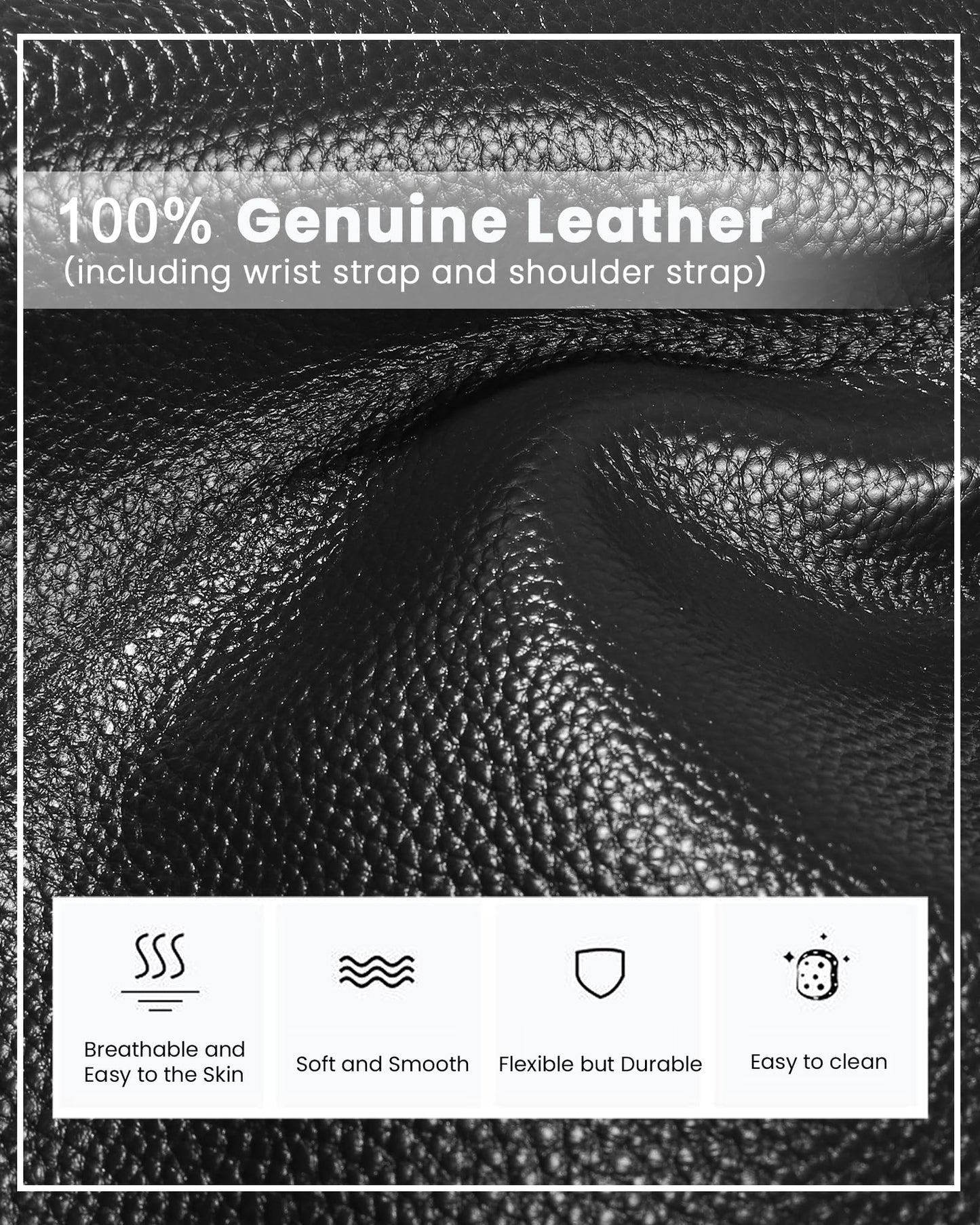 befen Black Women's Genuine Leather Wristlet Clutch Crossbody Phone Bags Wallet Purses and Handbags for Women with RFID Card Slots, Fit Phone 14 Pro Max