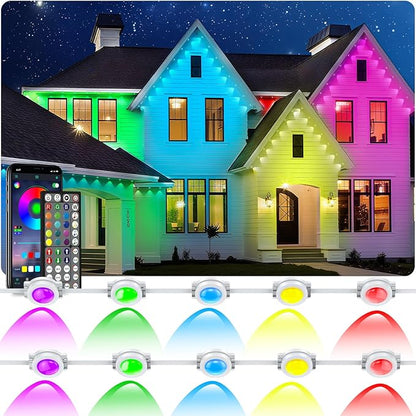 100ft Permanent Outdoor Lights,for House Roof, Christmas, Holiday, Party, Daily Lighting, IP67 Waterproof,RGB Eaves Lights with Multi Scene Modes for Halloween (500FT)