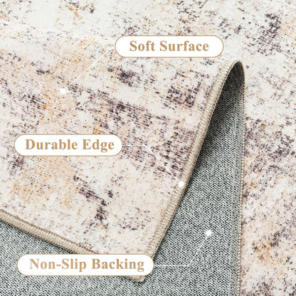WondRg Kitchen Rug Set of 3 Washable Beige Grey Abstract Kitchen Mats for Floor Non-Slip Kitchen Runner Rug Soft Low Pile for Bathroom Laundry Hallway Sink Entryway