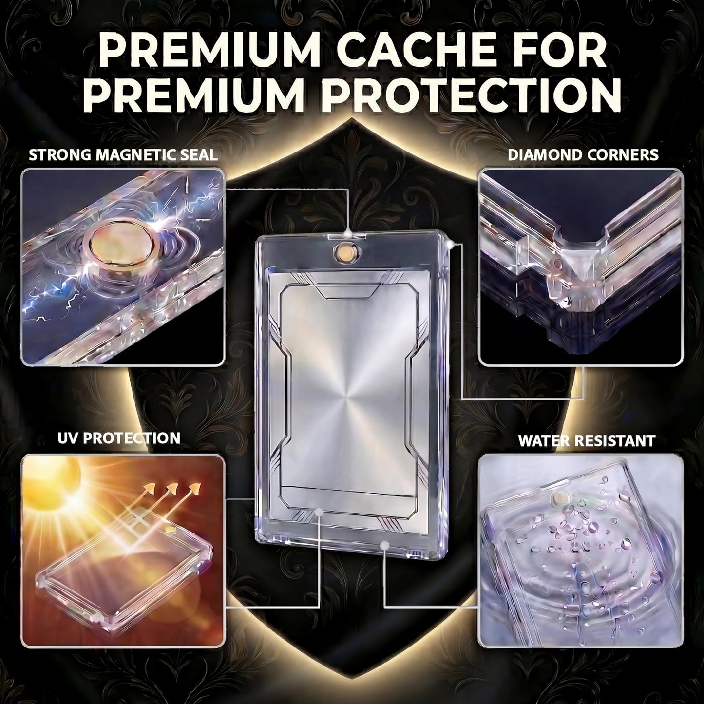 Magnetic Card Holder for Trading Cards | 35pt 100 Count | One Touch Card Holders Magnetic Protector Case Clear Acrylic for Sports, TCG, and Collectible Cards