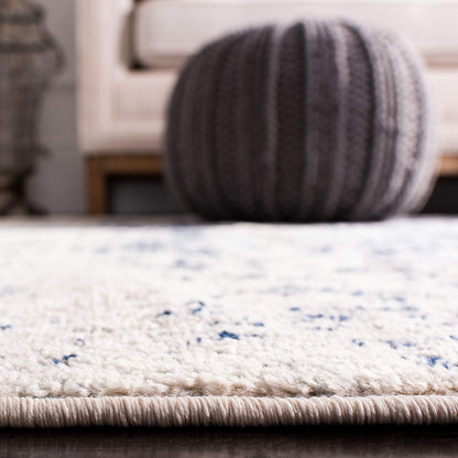 SAFAVIEH Madison Collection Area Rug - 10' Square, Cream & Navy, Snowflake Medallion Distressed Design, Non-Shedding & Easy Care, Ideal for High Traffic Areas in Living Room, Bedroom (MAD603D)