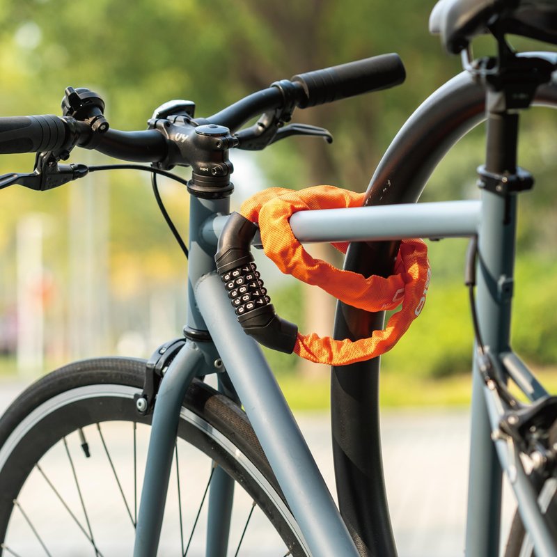 Via Velo Bike Chain Lock, 5-Digit Resettable Combination Heavy Duty Anti-Theft Bicycle Lock, 2.95 Ft Security Bike Locks for Scooter, Motorcycle, Gate, Fence, Valuables Etc(Orange)