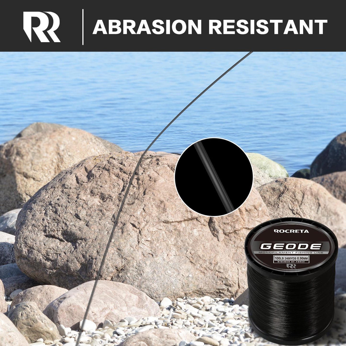 ROCRETA Geode Monofilament Fishing Line - Premium Resistant Nylon Mono Fishing Line 3-100lb - Superior Freshwater & Saltwater Mono Leader Materials 500/1200/2400yds