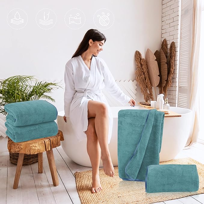 TENSTARS Silk Hemming Bath Towels