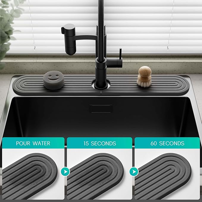 Stone Faucet Mat for Kitchen Sink – Diatomite Fast-Drying Stone Tray, Faucet