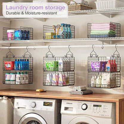 6 Tier Hanging Closet Organizers and Storage Stackable Hanging Closet Shelves