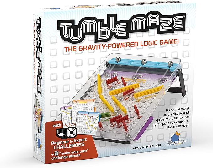 Logic Puzzle Game Award Winning Solo-Play Brain Teaser for Kids Teens Adults Family Game Nights 40 Fun Puzzles to Solve Ages 8+ Tumble Maze by Blue Orange Games