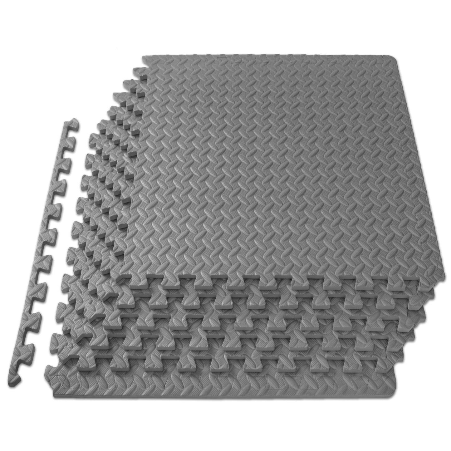 ProsourceFit Exercise Puzzle Mat ½-inch, EVA Interlocking Foam Floor Tiles for Home Gym, Workout Equipment, Kids Play Areas, Grey, 24 SQ FT - 6 Tiles