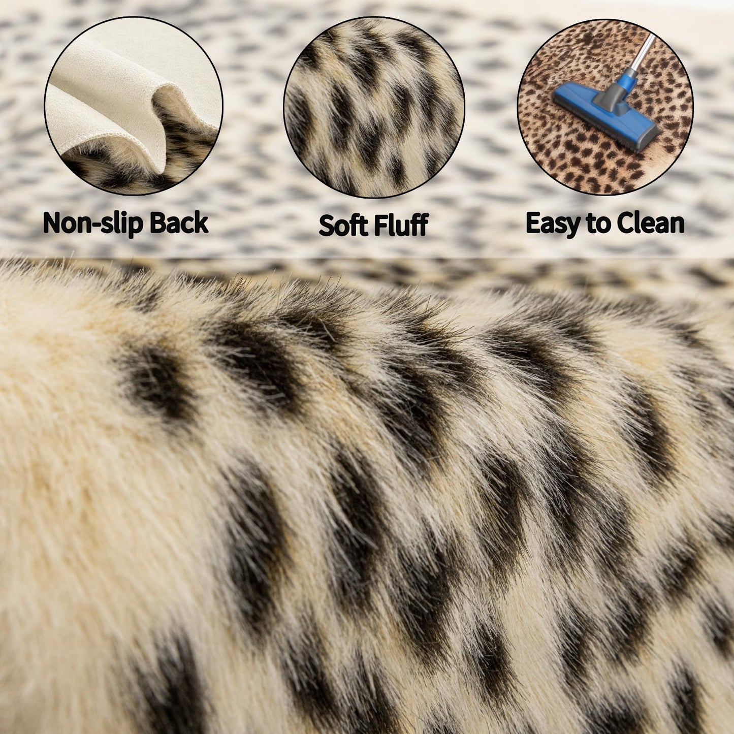 Mibathni Cheetah Print Rug, Leopard Rug Faux Cowhide Animal Skin Fur Hide Cheetah Area Rug Carpet for Living Room Bedroom Western Decor 6.7 x 5.2ft