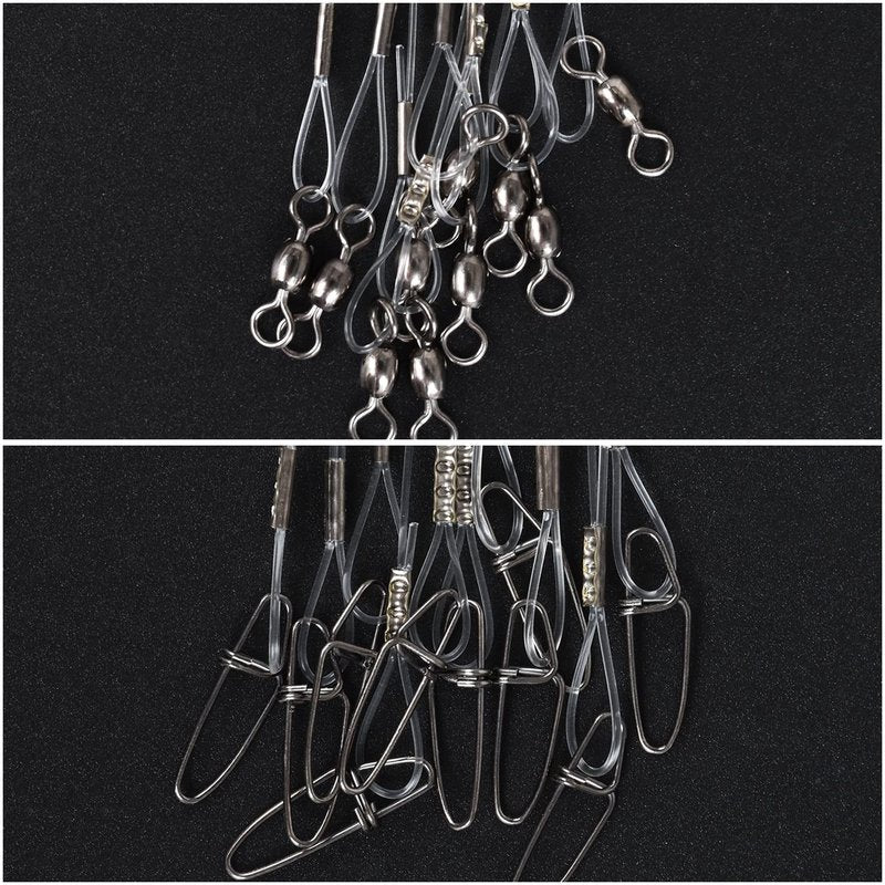 ZASIE 50lb Fluorocarbon Fishing Leader, 20in 100% Fluorocarbon Leader Line with Swivel and Snap, Saltwater and Freshwater Fishing Leaders, 20 Pack