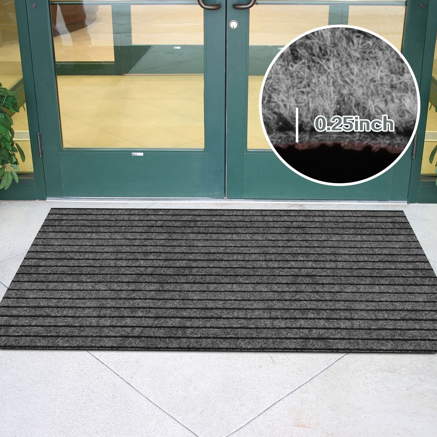Custom Size Runner Rug 2 ft x 6 ft, 2-82ft Carpet Runners Hallway Entryway Kitchen Garage Laundry Room Area Rugs with Non-Slip Rubber Backing, Gray with Black Stripe
